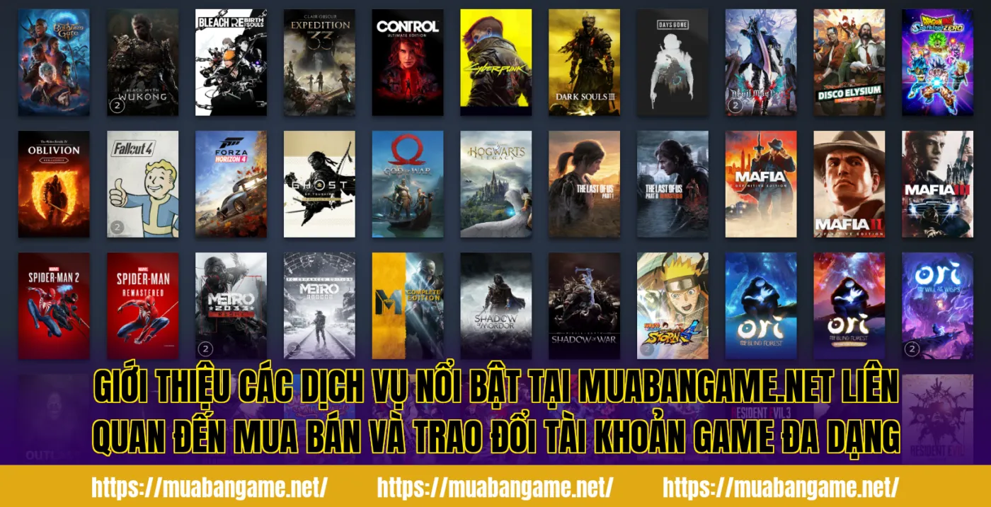 Giới thiệu các dịch vụ nổi bật tại muabangame.net liên quan đến mua bán và trao đổi tài khoản game đa dạng