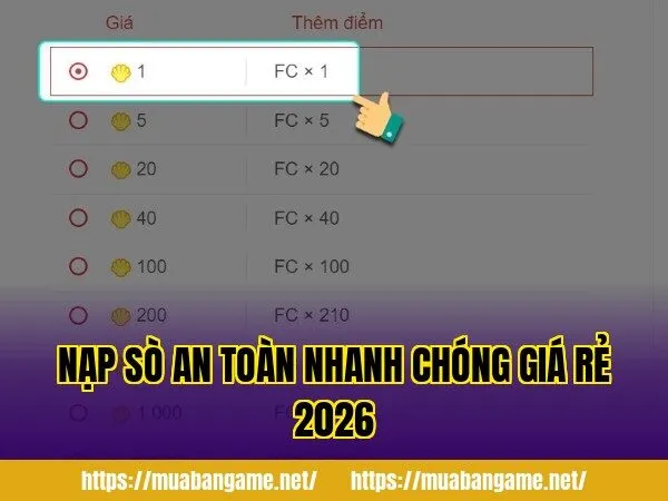 Nạp Sò An Toàn Nhanh Chóng Giá Rẻ 2026